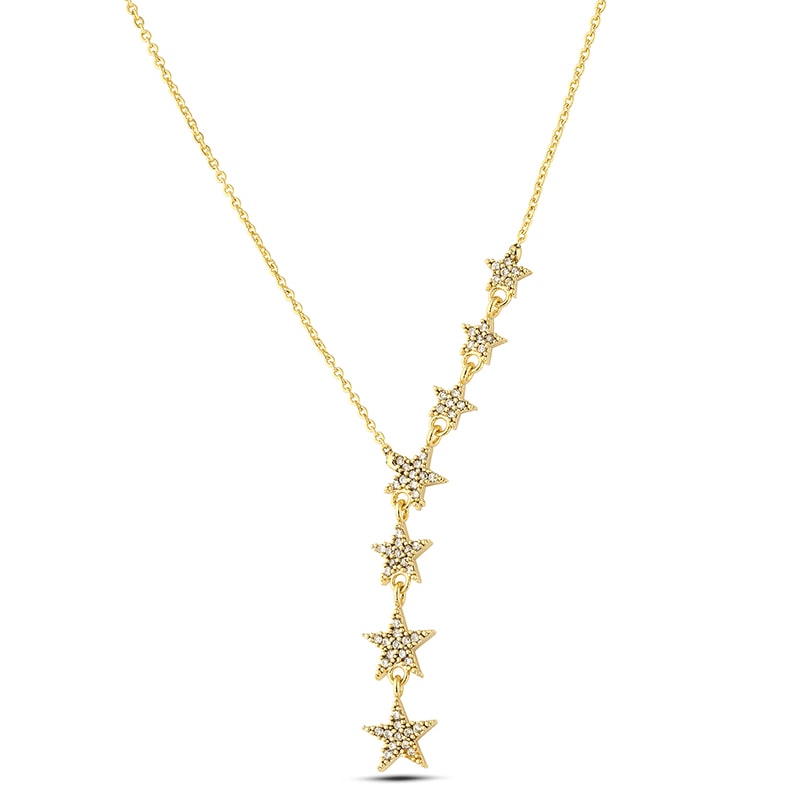 Collier étoile filante - Laiton plaqué or & zircons