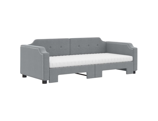 VIDAXL - Lit de jour avec gigogne et matelas gris clair 90x200 cm tis...