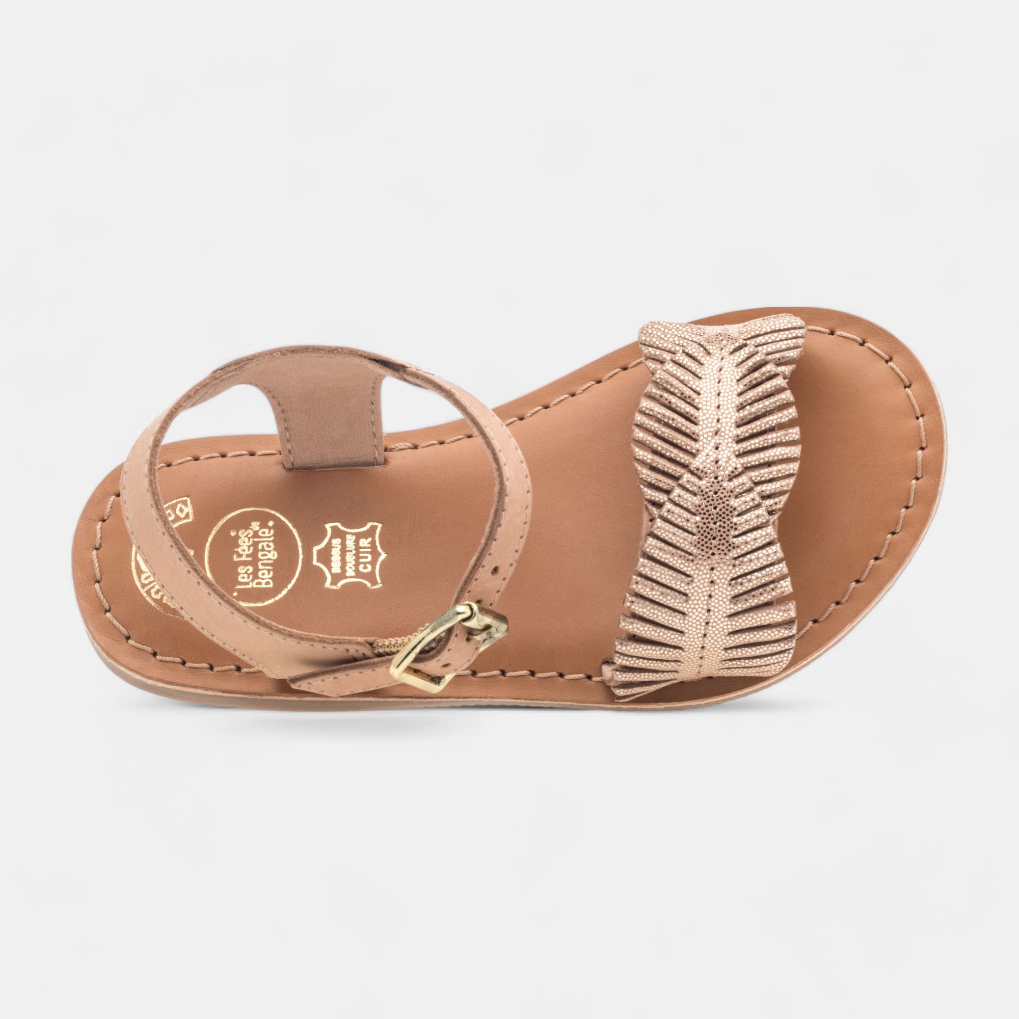 Nu-pieds Fille en cuir rose