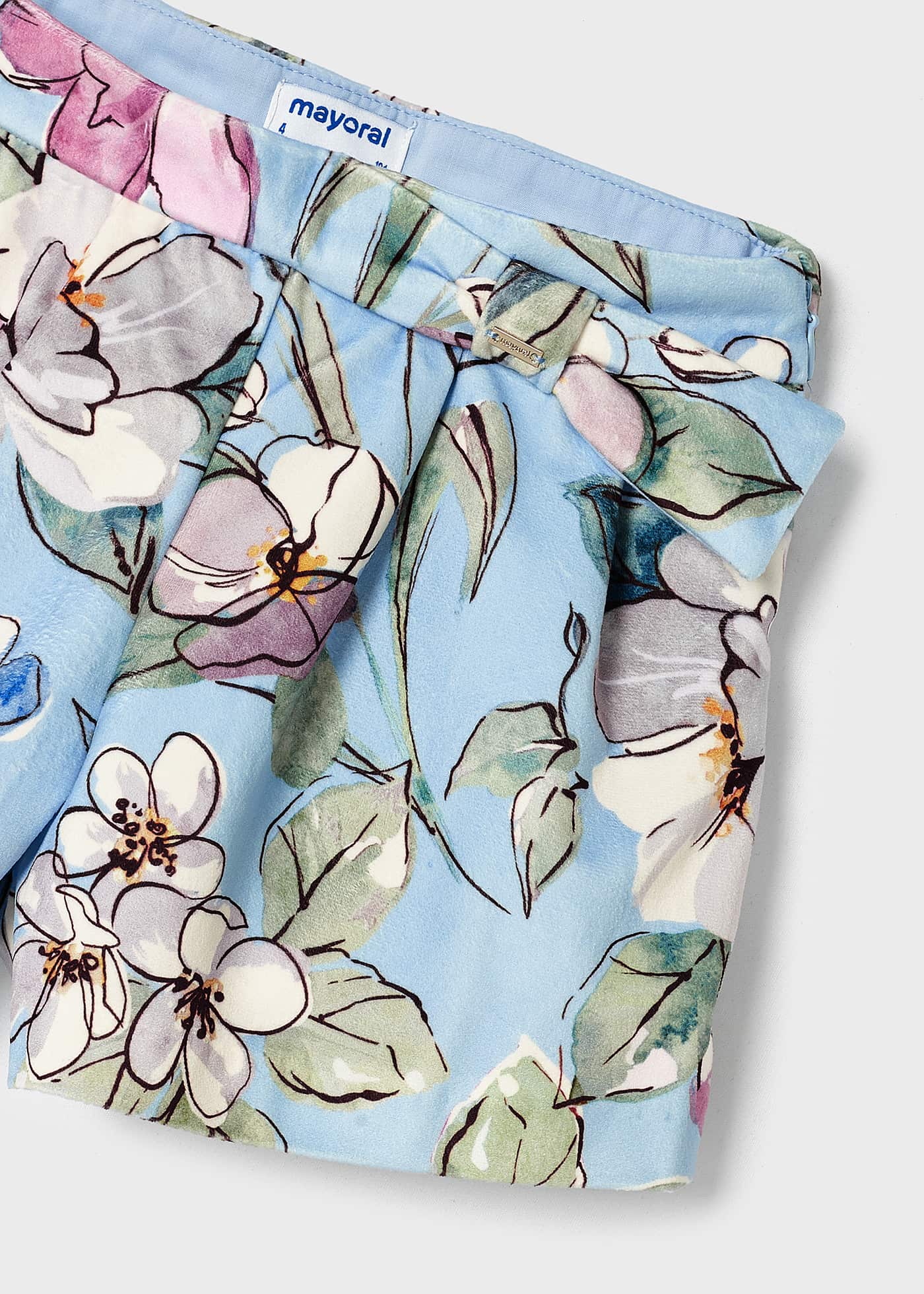 Shorts de veludo estampado para meninas