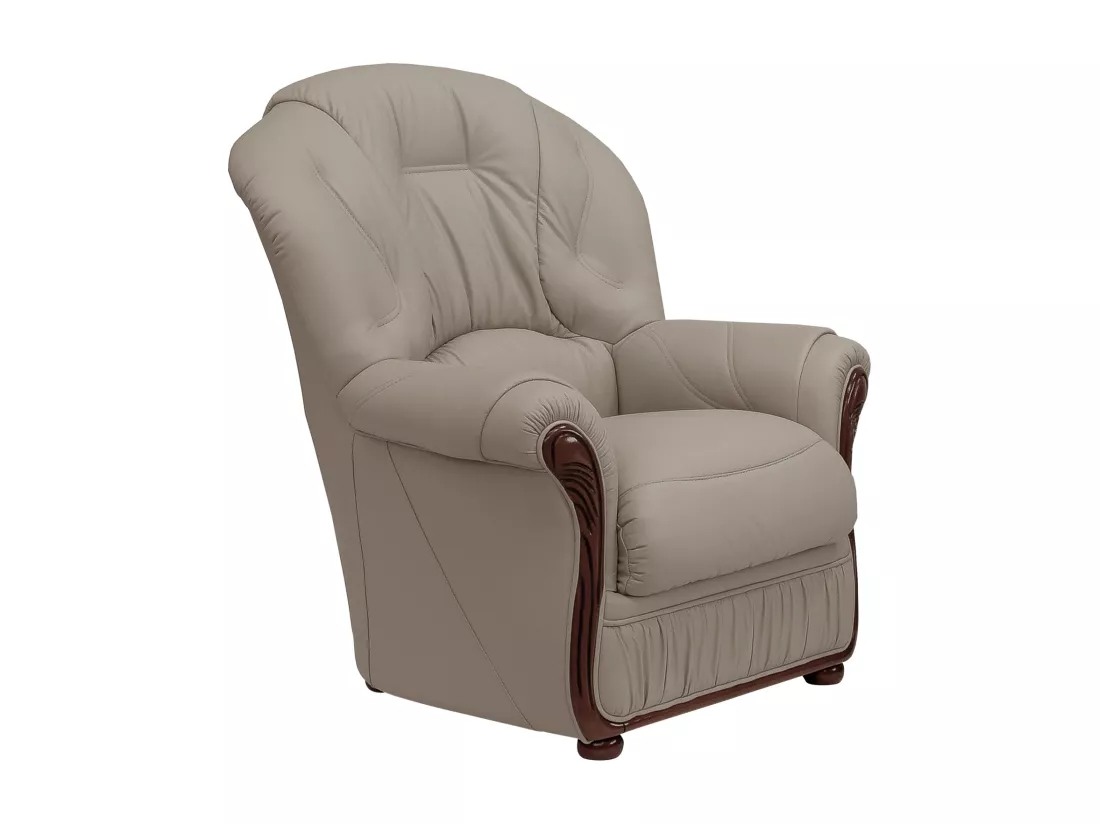 Canapé 3 places et fauteuil 100% cuir de buffle taupe DAPHNE