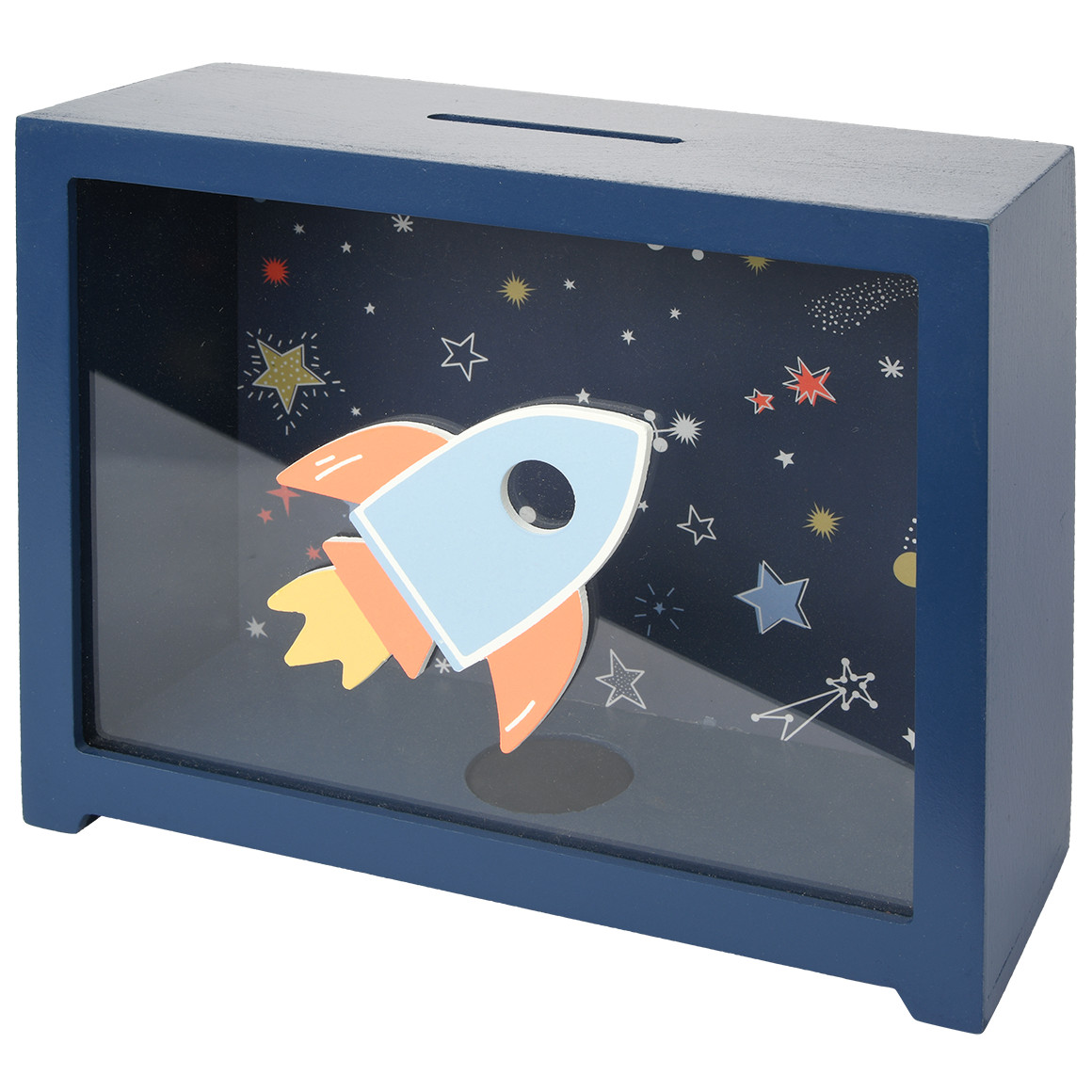 Topolino Spardose mit Weltraum-Motiven dunkelblau