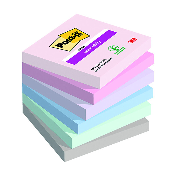 Notes repositionnables 6 couleurs Post-it Soulful 76 x 76 mm, 12 blocs