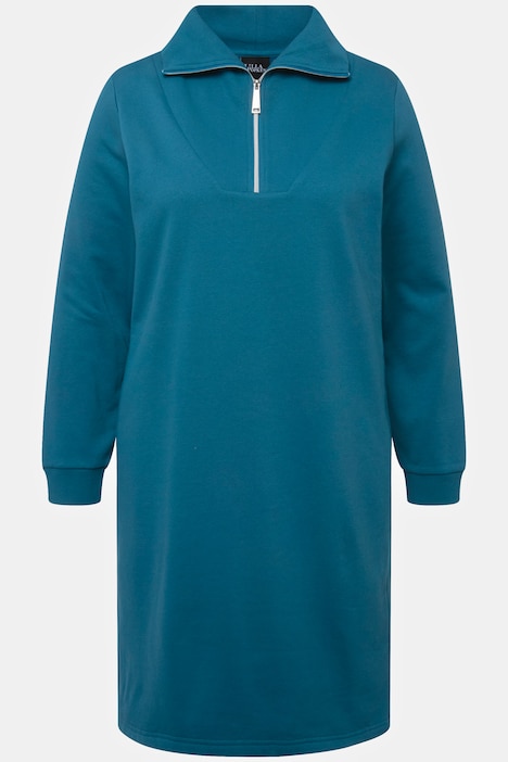 Sweatkleid, Troyerkragen, Reißverschluss, Langarm