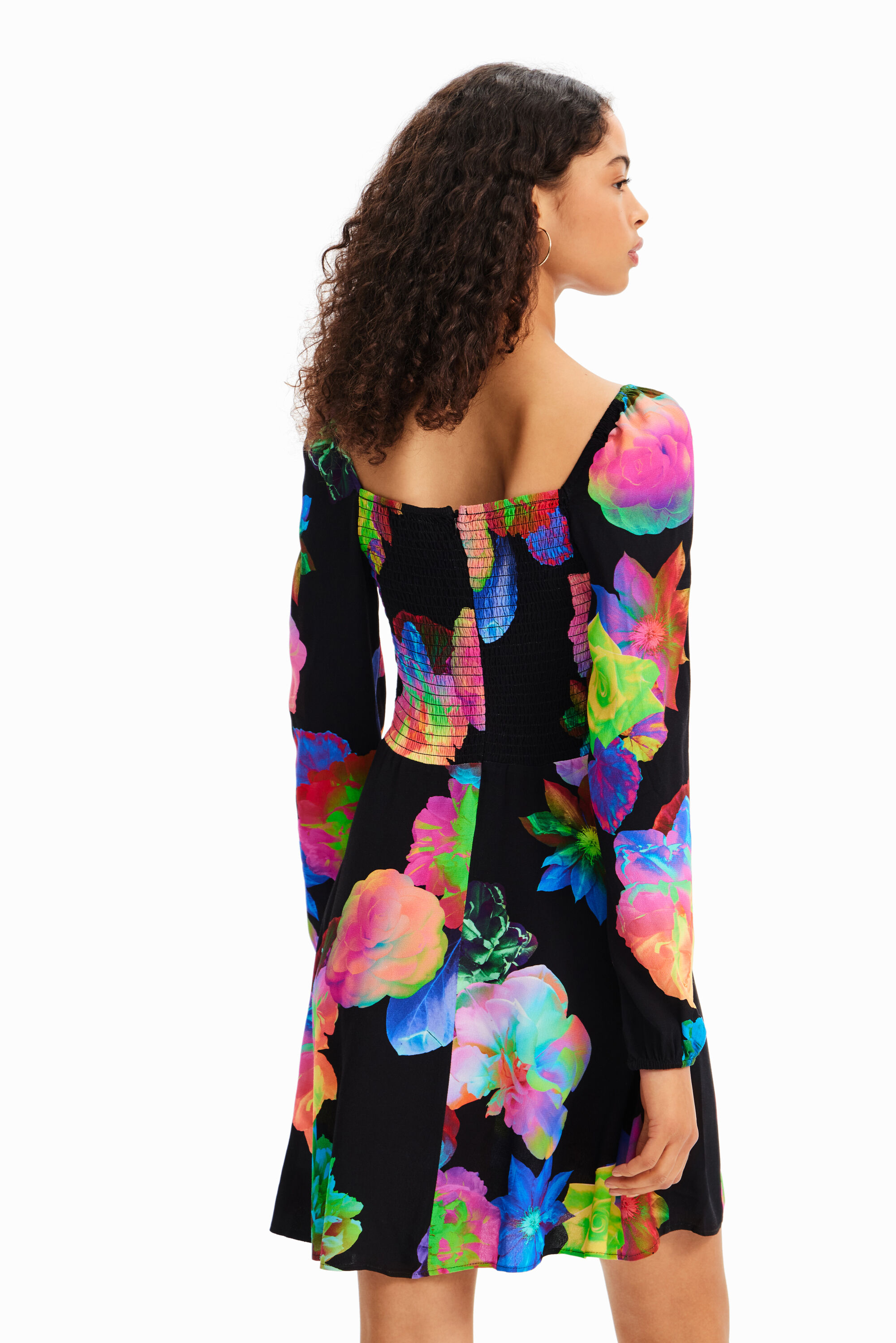Robe courte évasée fleurs