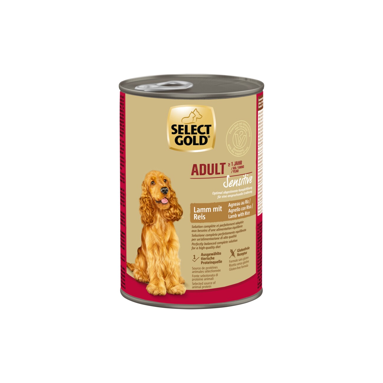 SELECT GOLD Nassfutter Hund Sensitive Adult Lamm mit Reis 6x400 g