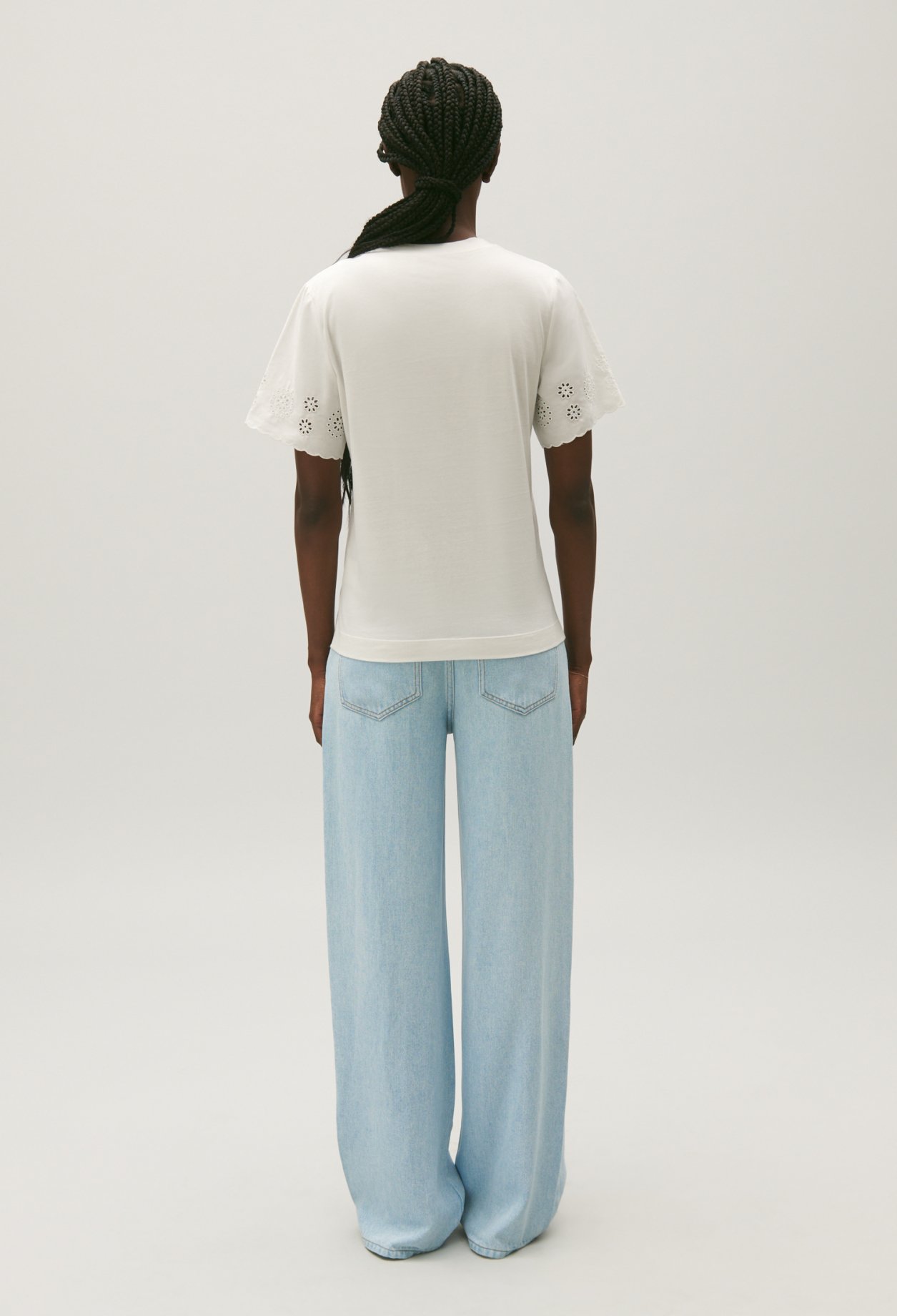 T-shirt coton broderie anglaise ecru