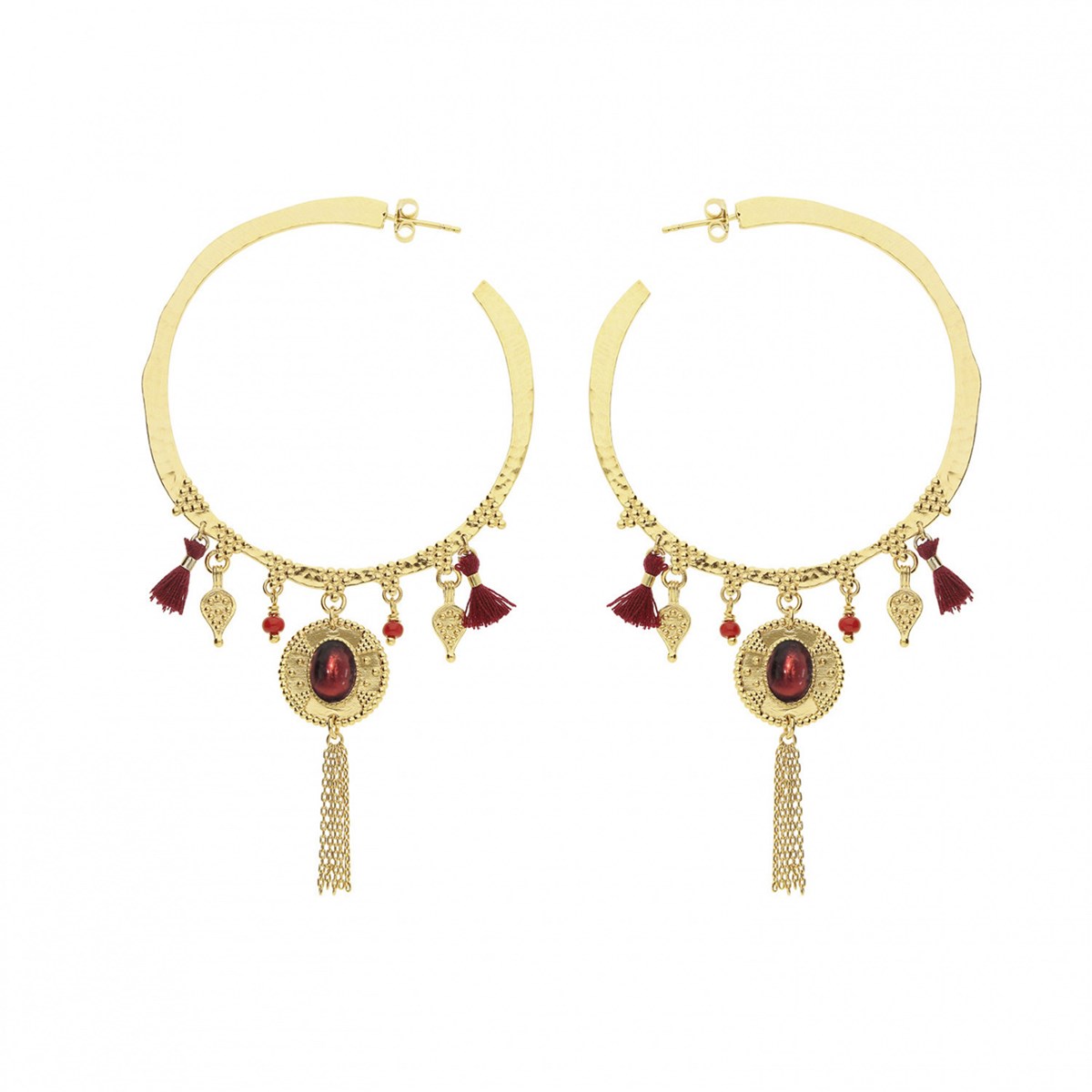 Boucles d'oreilles Hipanema Yourte garnet