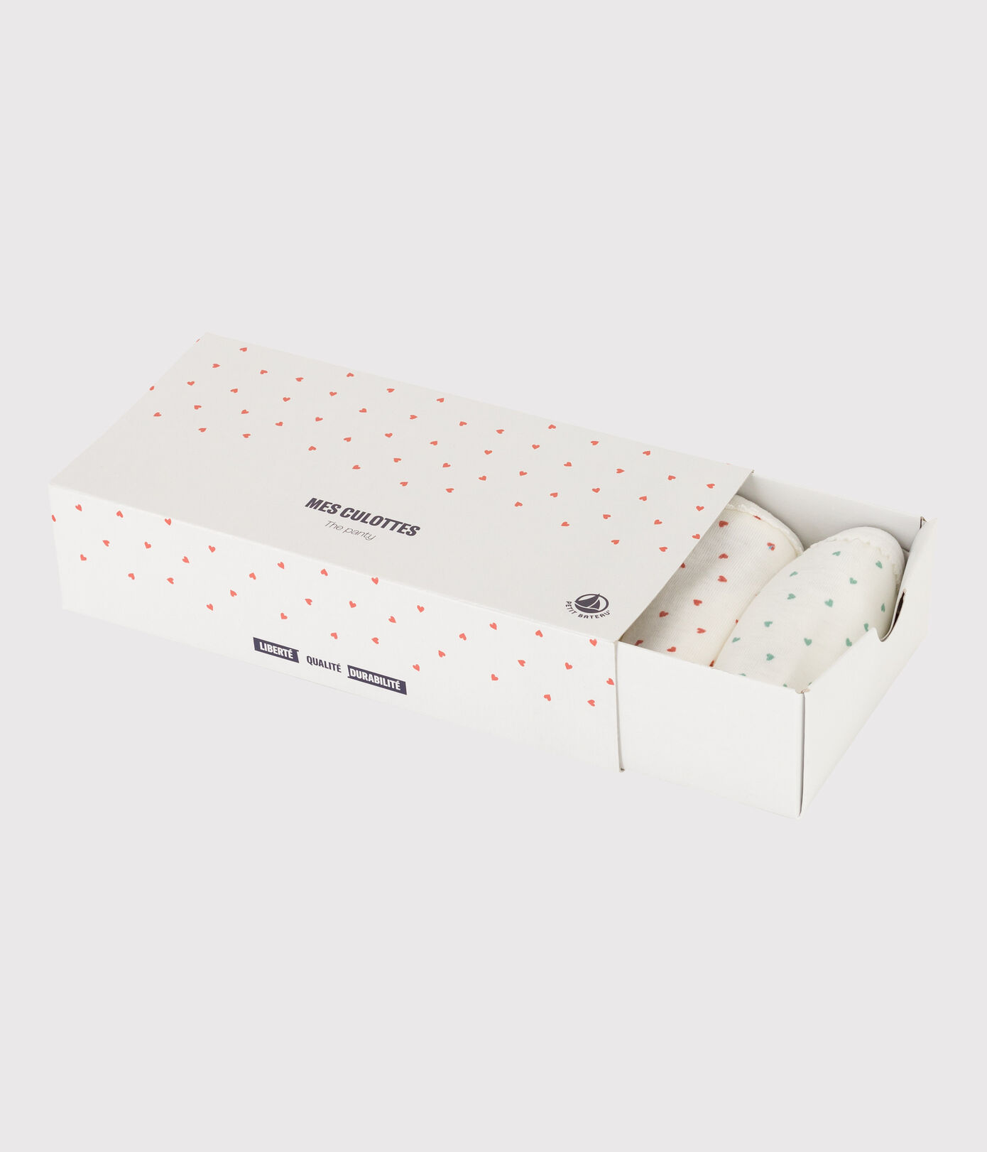 Lot de 5 culottes petits cœur en coton petite fille