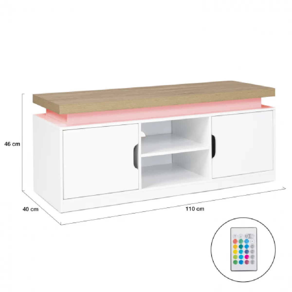 Idmarket MARKET Meuble TV LUNA - Blanc/Bois