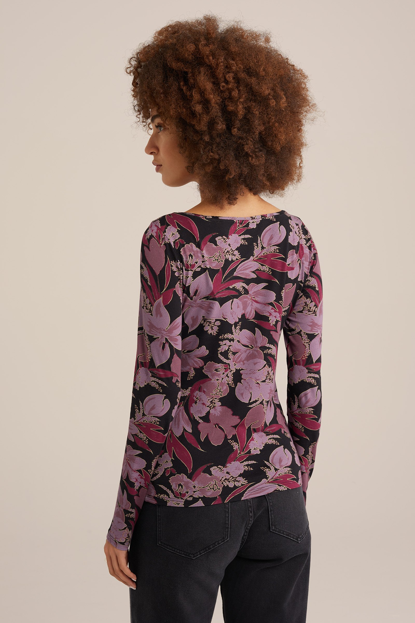 T-shirt met dessin WE Fashion Paars