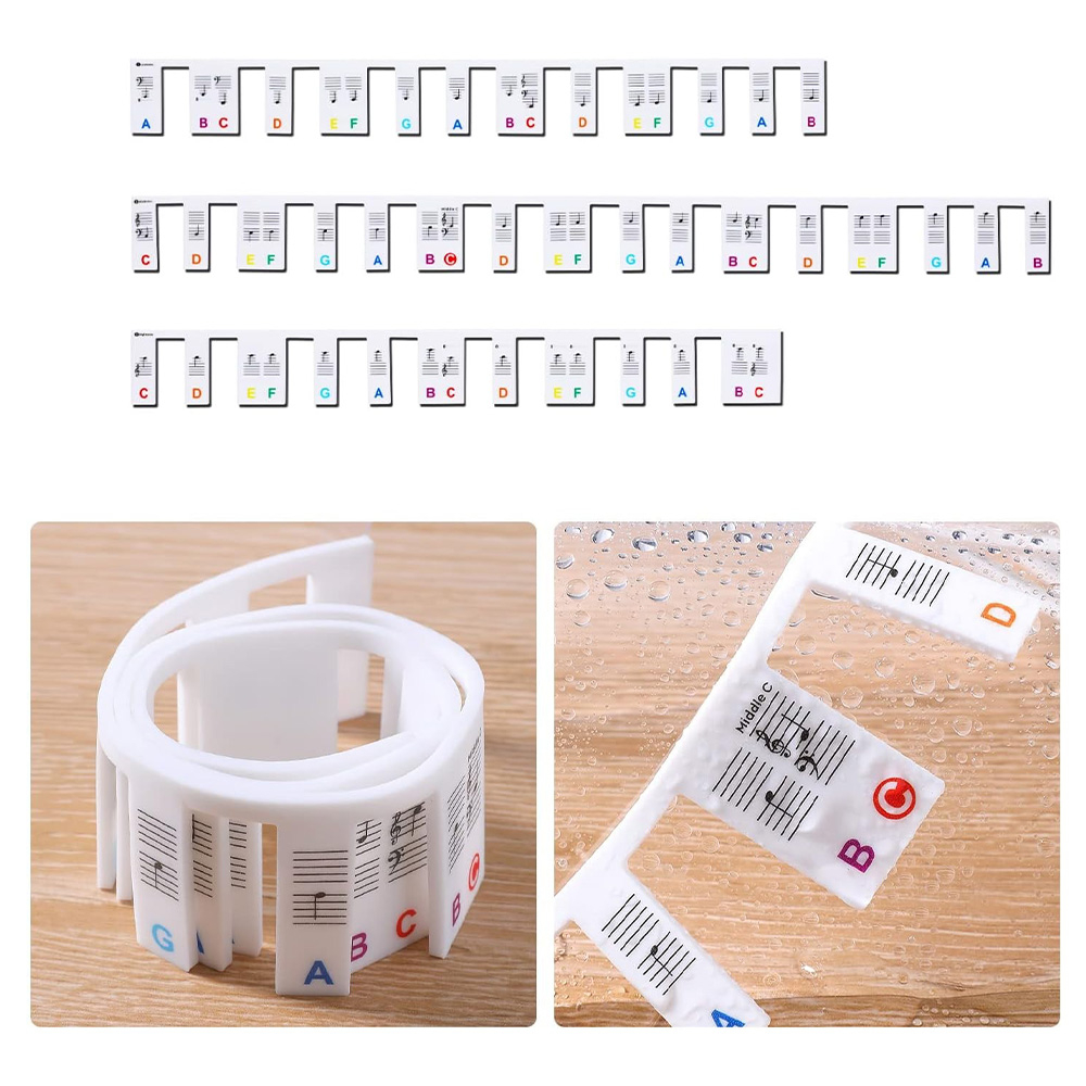 Silikon Klaviertasten Beschriftungs Auflage Keyboardnoten Schilder für 61 / 88 Tasten - Bunt