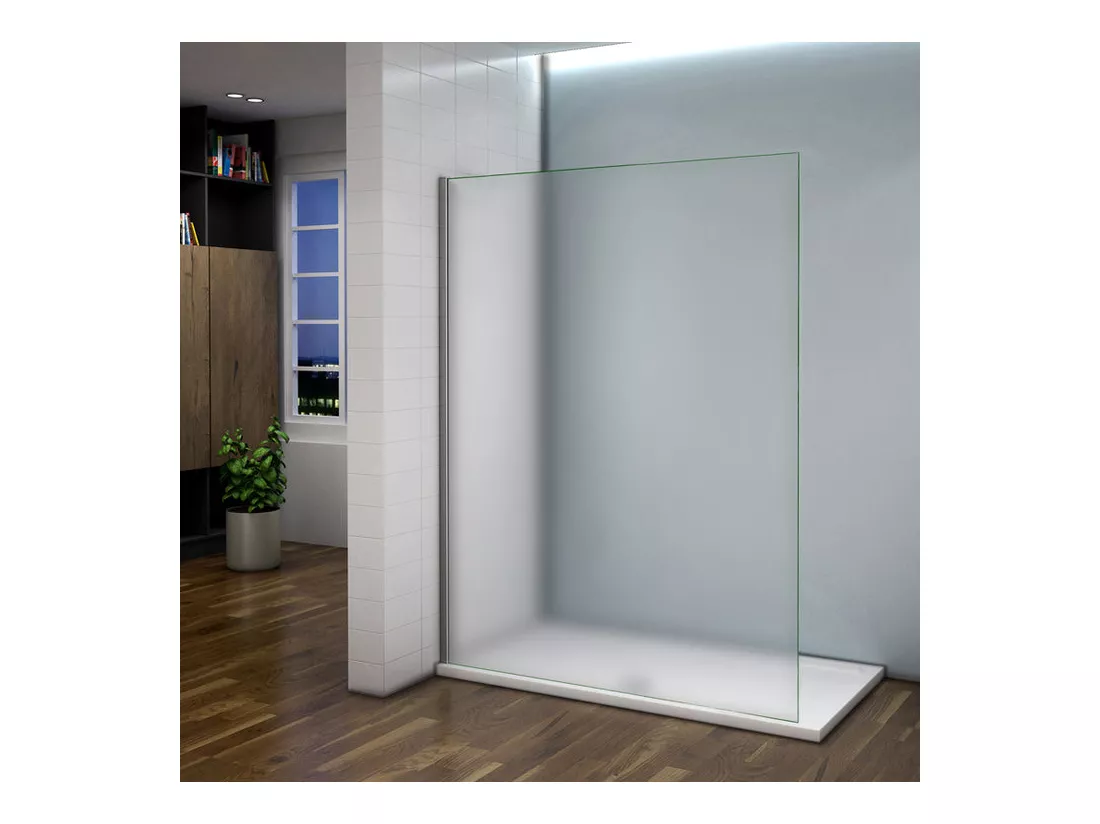 Paroi de douche à l'italienne 100x200cm en verre 8mm dépoli et anticalcaire, sans barre de fixation