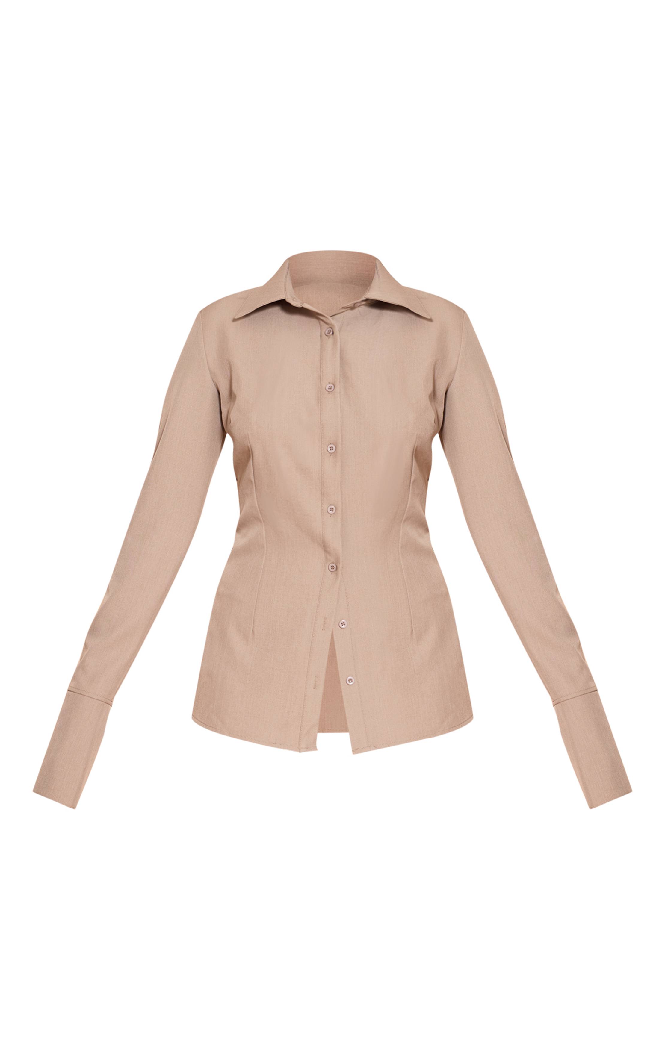 Champignon Chemise Cintrée Tissée À Fines Rayures