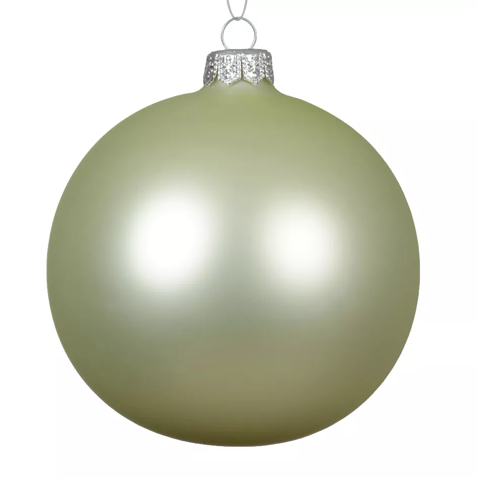 Lot de 6 boules de Noël en verre (D80 mm) Arctique mate Menthe blanche