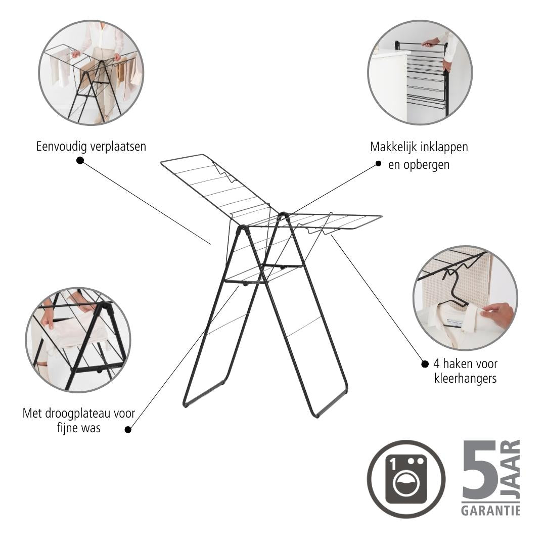 Brabantia HangOn Droogrek 15 Meter - Matt Black