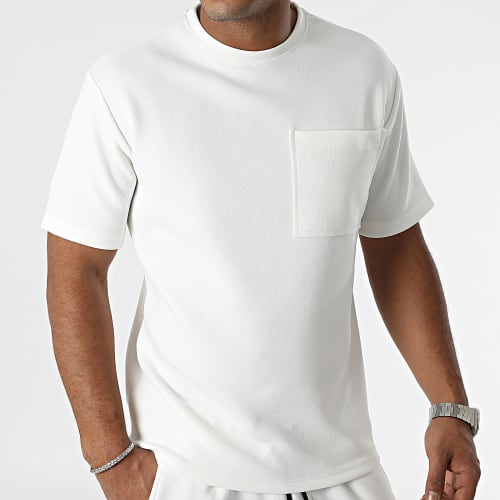 Ensemble Tee Shirt Poche Et Pantalon Jogging Blanc