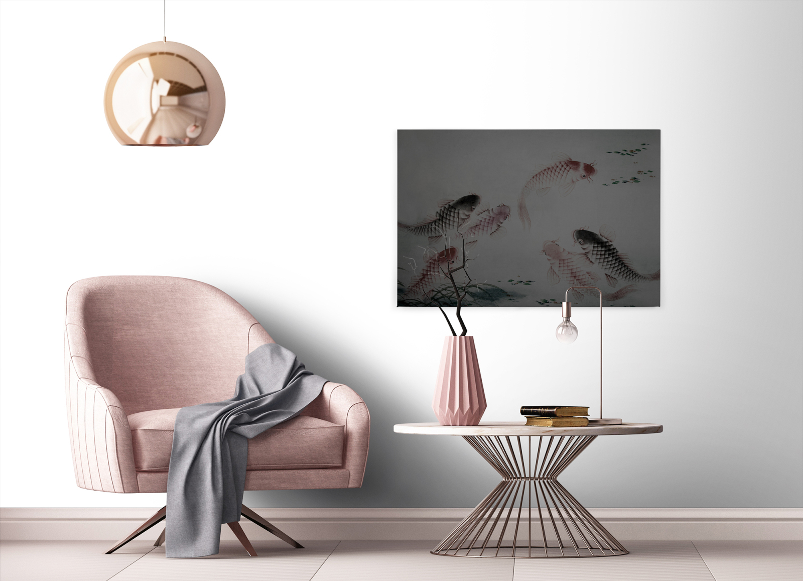 Leinwandbild KOI - grau-braun - 90x60 cm