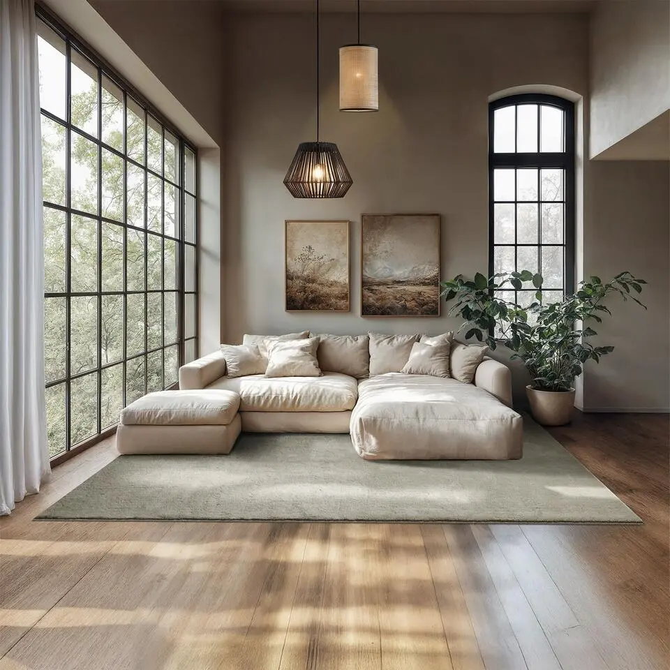 tectake® Kortpolig vloerkleed Soft Zone 200 x 290 cm - Zandkleur