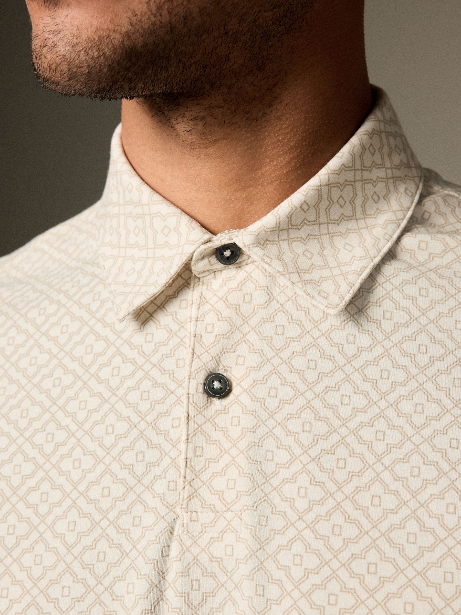 Ecru Geo - Poloshirt met korte mouwen en print