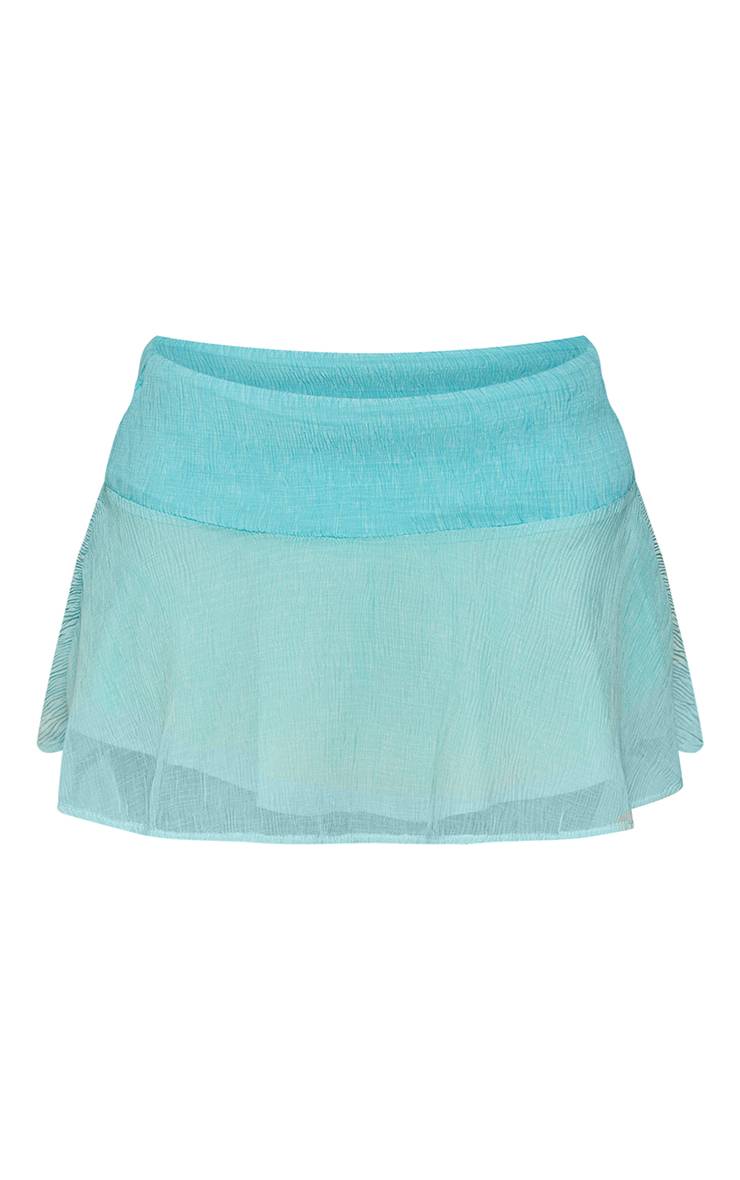 Bleu Layette Mini-jupe Coordonnée Petite Taille Bleu Bébé Ombré Texture Froissée Taille Repliable