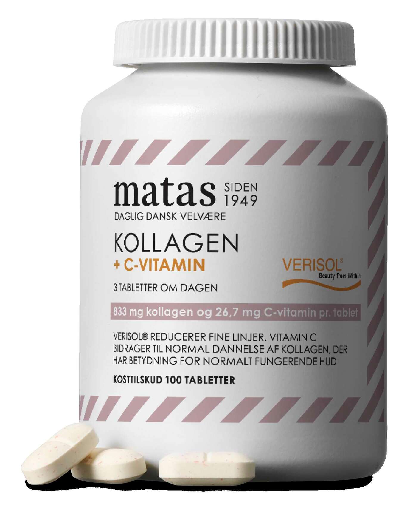 Matas Striber Kollagen 833 mg + C-vitamin 27 mg 100 tabl.