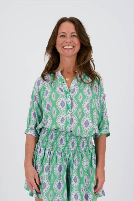 Raizzed groene dames blouse