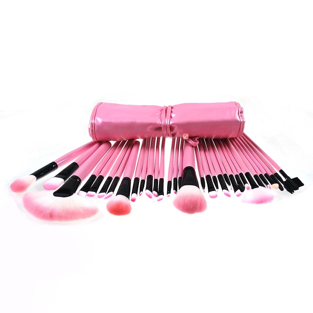 32-teiliges Beauty Make Up Puder Pinsel Set Mit Tasche - Rosa