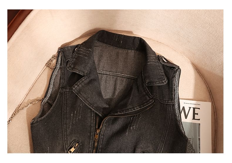 Eranellah - Gewassen vest met gespen en rits en inkeping in de revers
