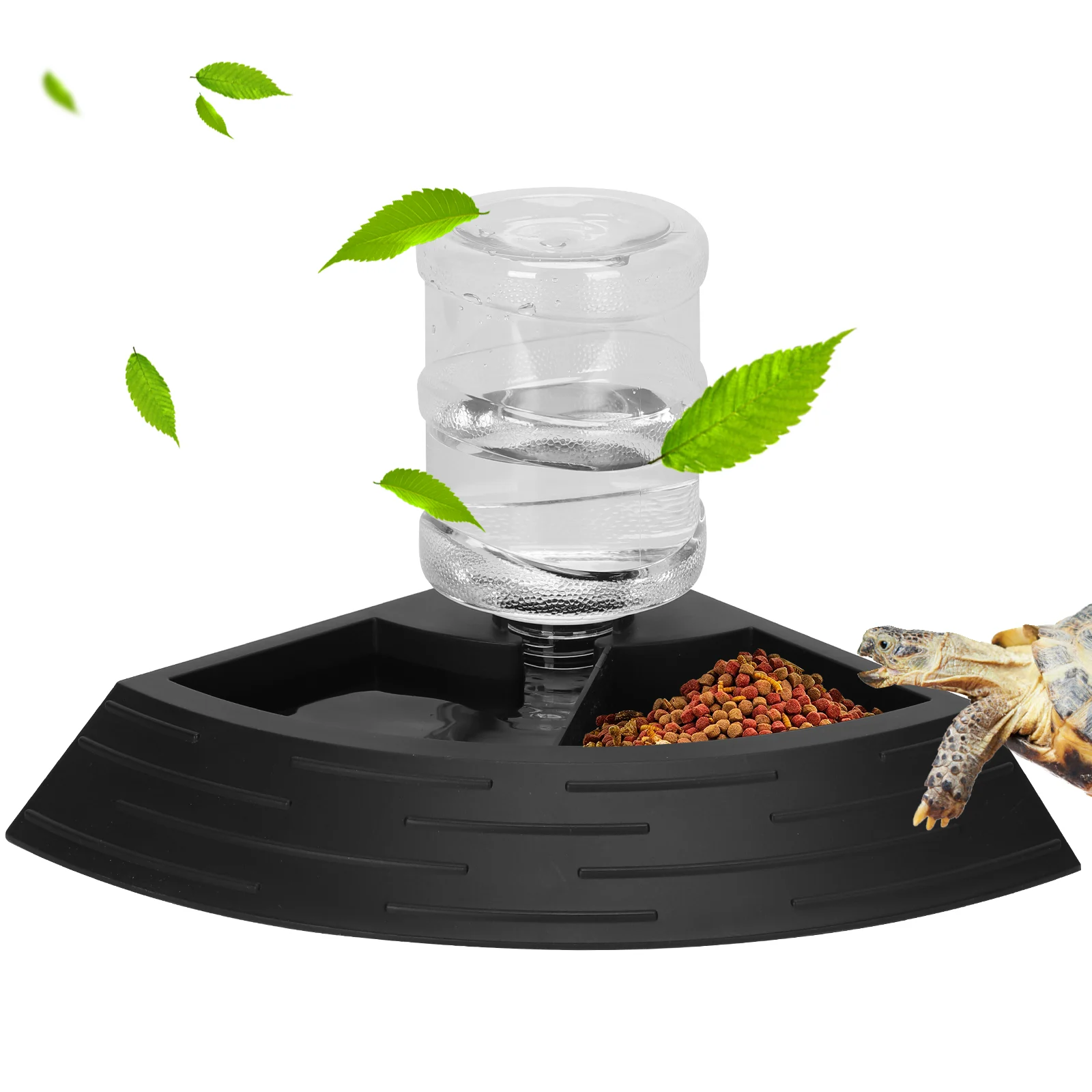 Nobleza - Alimentador automático para répteis, comedouro e bebedouro para répteis, bandeja de água para répteis, dispensador de água para tartarugas com garrafa, tamanho G