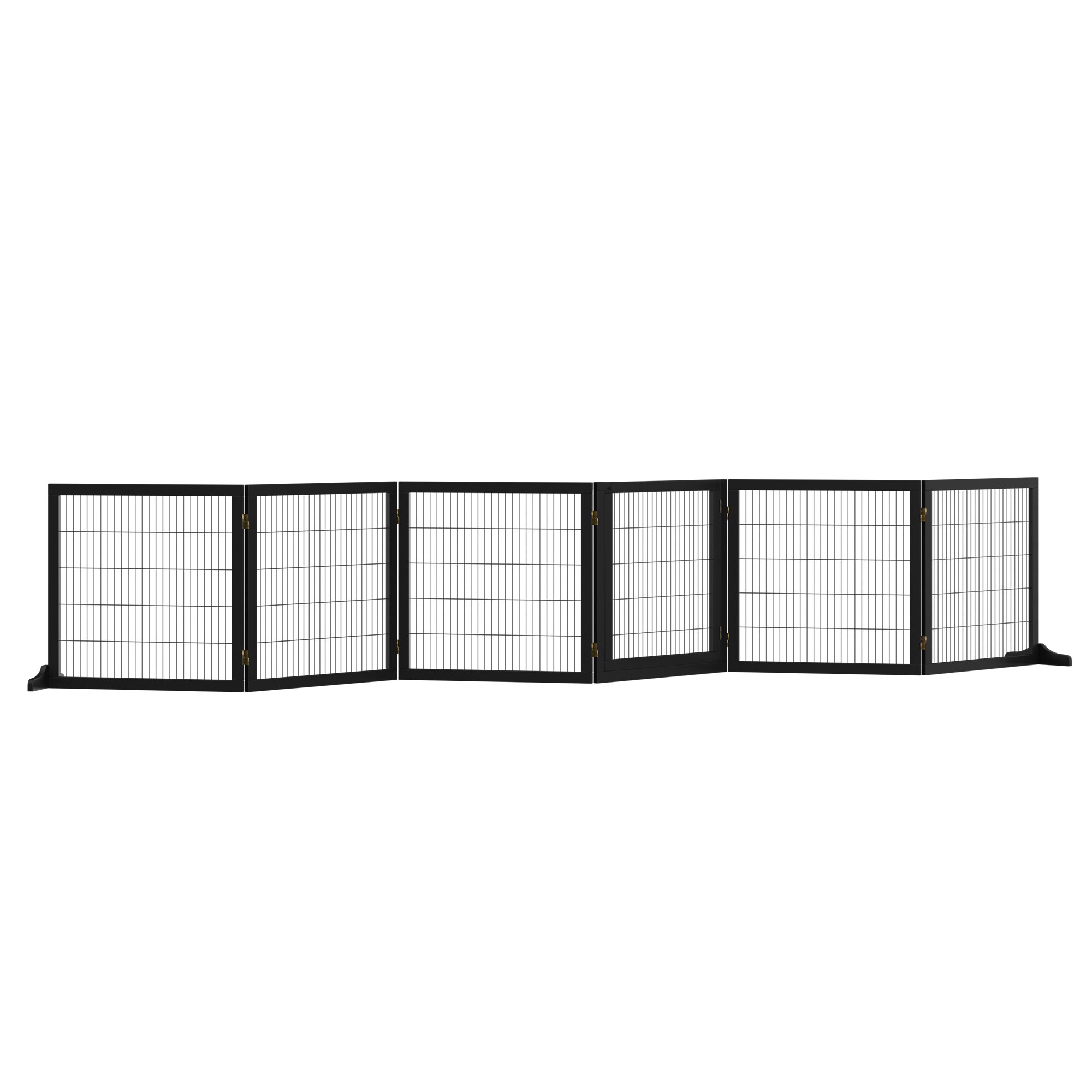 PawHut Türschutzgitter mit sechs separaten Paneelen schwarz 432L x 36B x 70H cm