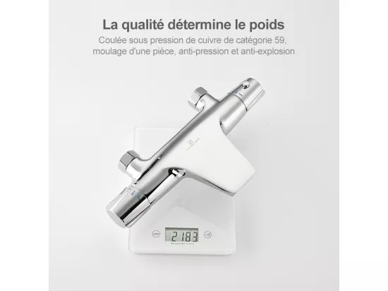 Robinet de Baignoire Cascade Mitigeur Thermostatique de Douche pour Baignoire Robinet de Douche Laiton Chromé Design Elégant