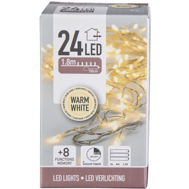 24er LED-Lichterkette - ca. 1,80 m - warmweiß