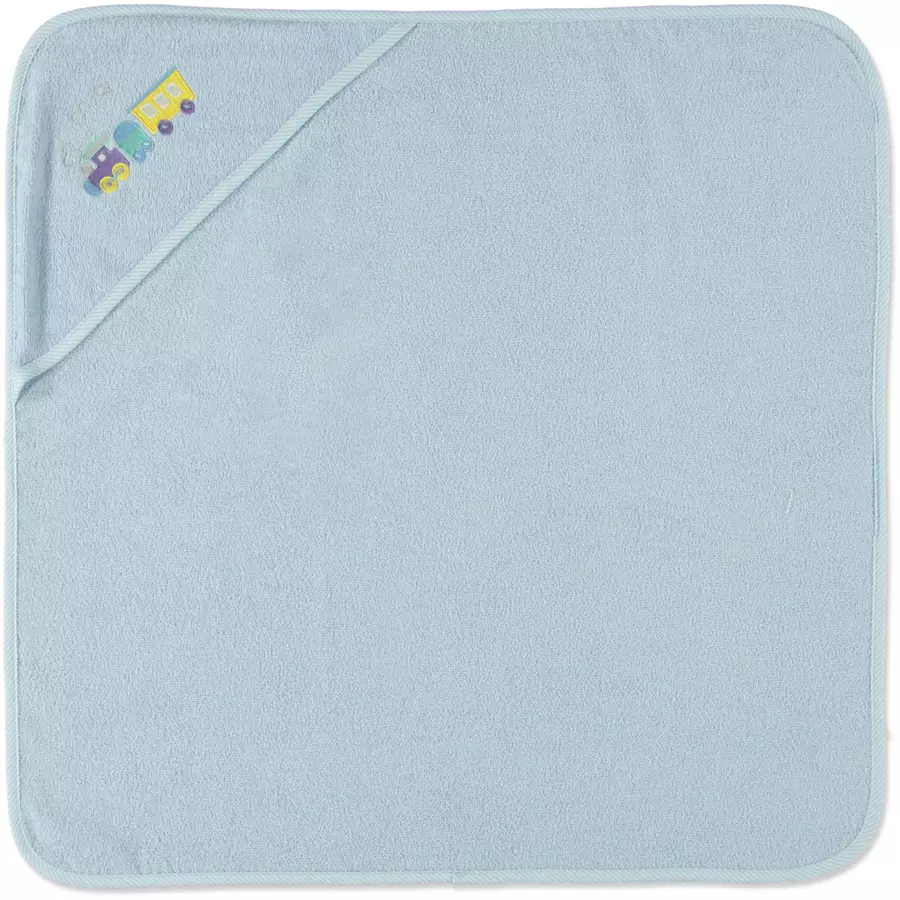 HÜTTE & CO Kapuzenbadetuch Eisenbahn bleu 75 x 75 cm