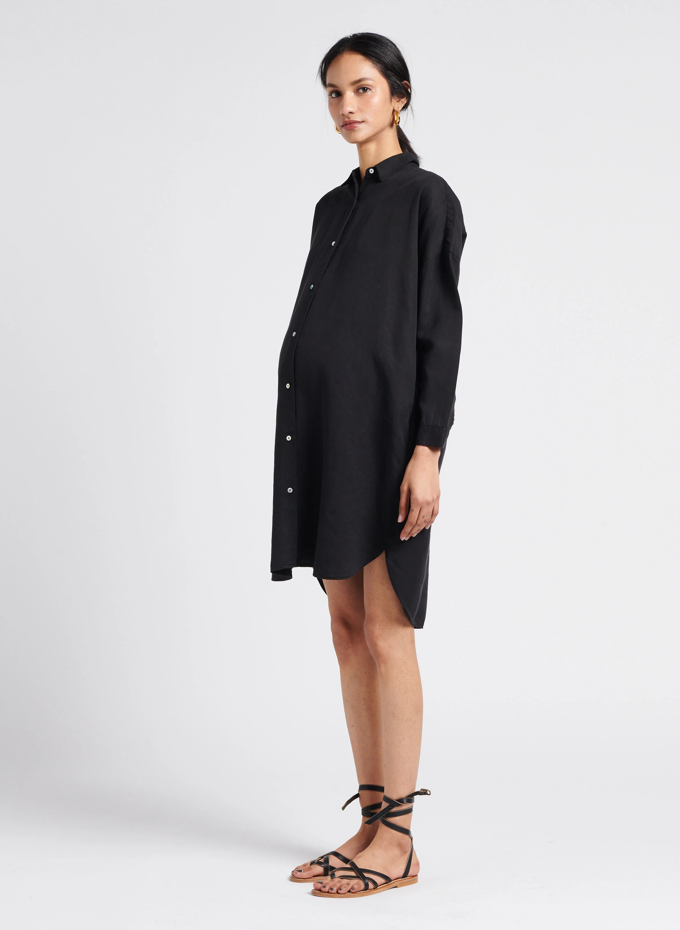 COLETTE - Robe chemise de maternité | Noir