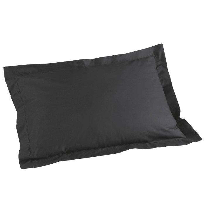 TAIE D OREILLER VOLANT PLAT 50X70CM LINA CHARBON