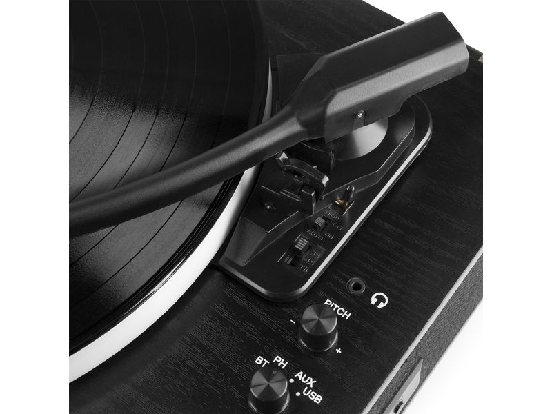 Fenton Plattenspieler RP162LED Schwarz Plattenspieler mit Bluetooth und farbwechselnden LEDs