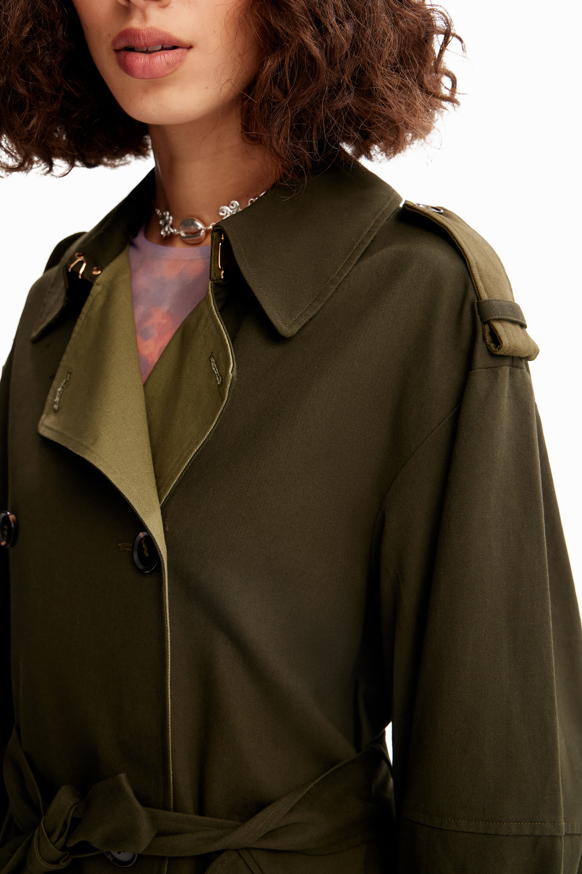 Trench coat oversized com cinto