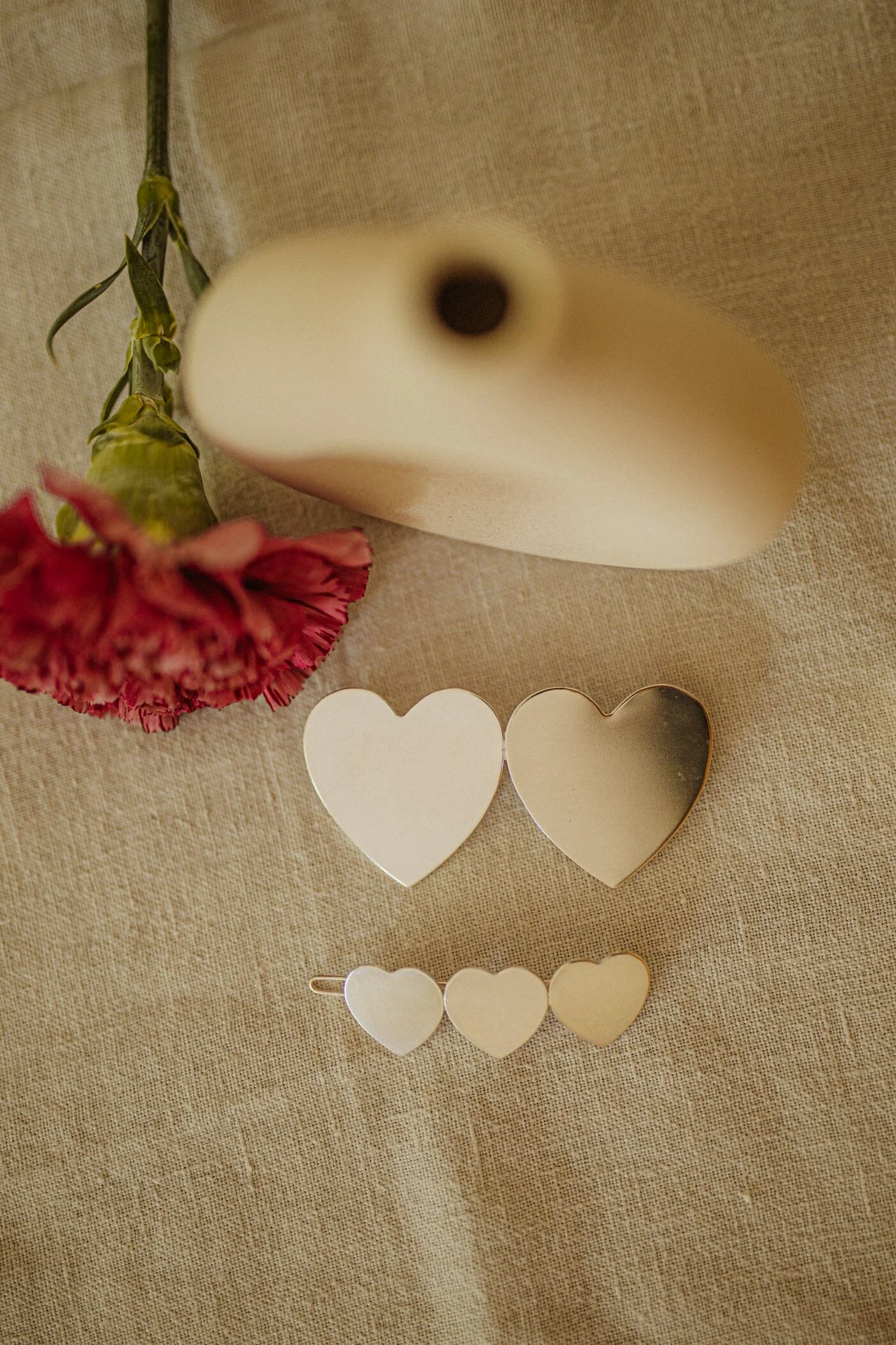 APHRODITE - Maxi barrette coeurs plaqué argent | Argent
