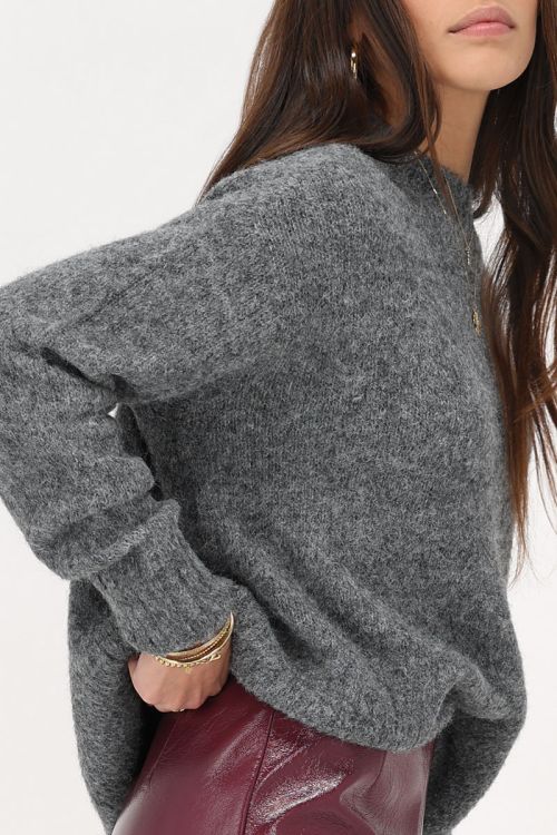 Grijze oversized gebreide trui