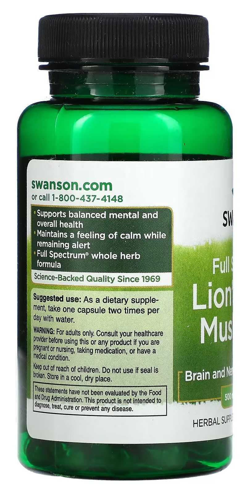 Cogumelo Juba de Leão Swanson 500mg 60 cápsulas