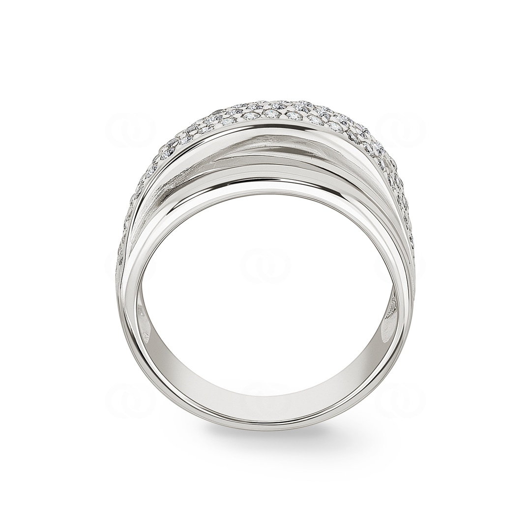 Damenring 925 Silber rhodiniert mit Zirkonia pavé
