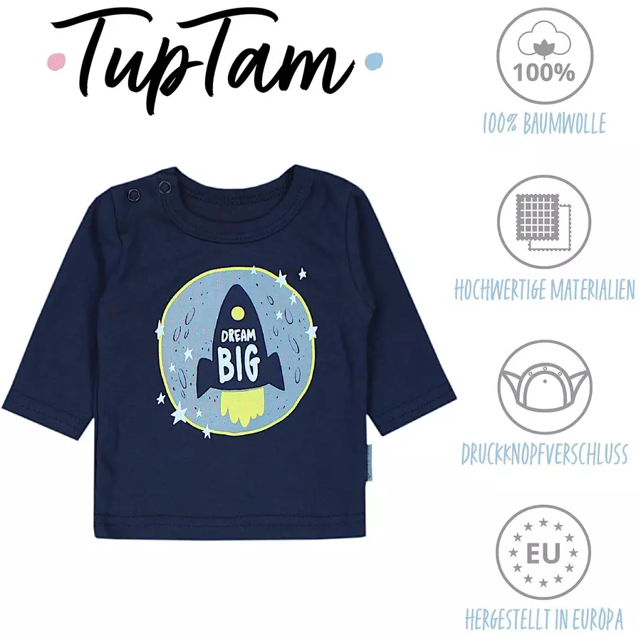 TupTam Baby Jungen Langarmshirt 5er Set grünweiß