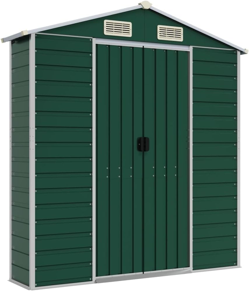 vidaXL Gerätehaus Grün 191x555x198 cm Verzinkter Stahl