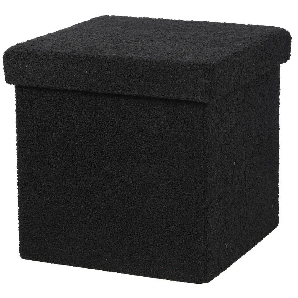 Urban Living poef/hocker/opbergbox - zwart - mdf - 38 x 38 cm
