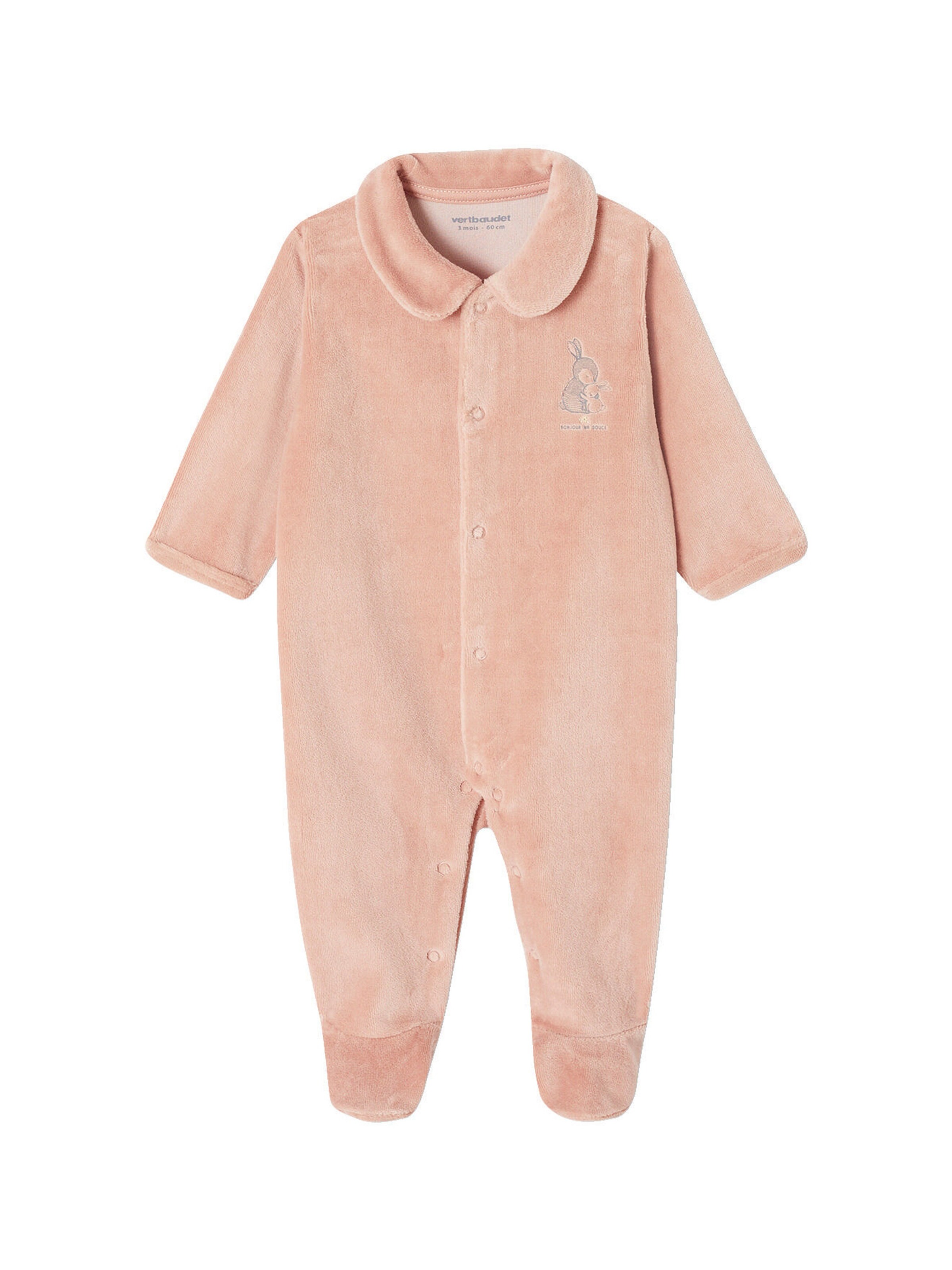Vertbaudet 2er-Pack Baby Samtstrampler mit Bio-Baumwolle rosa