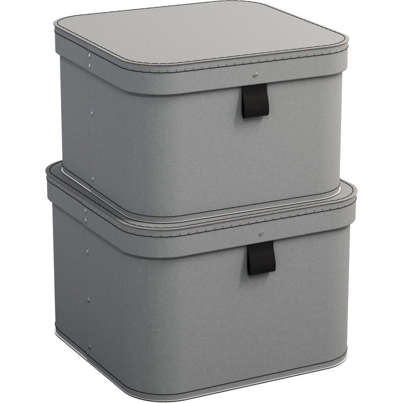 Bigso Box of Sweden Aufbewahrungsbox Ludvig, 2er-Set, 285 x 285 x 195 mm, grau, 2 Stück