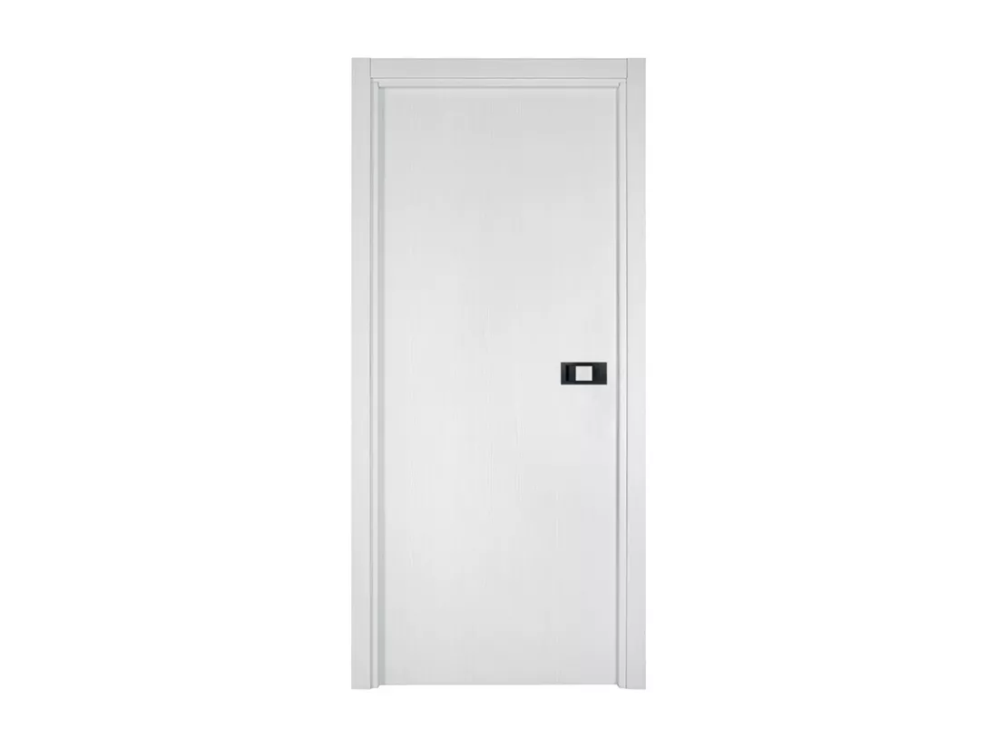 Bloc-porte pose fin de chantier collection Premium Miro avec poignée Exclusive noire, H.204 x l.93 cm, aspect chêne blanc, réversible