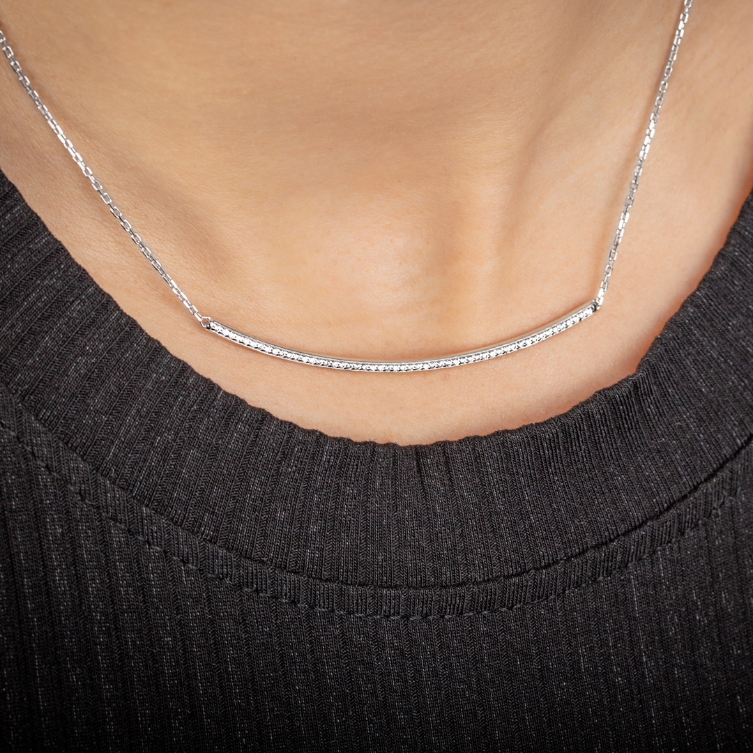 Collier 925 Silber rhodiniert mit Zirkonia 43cm