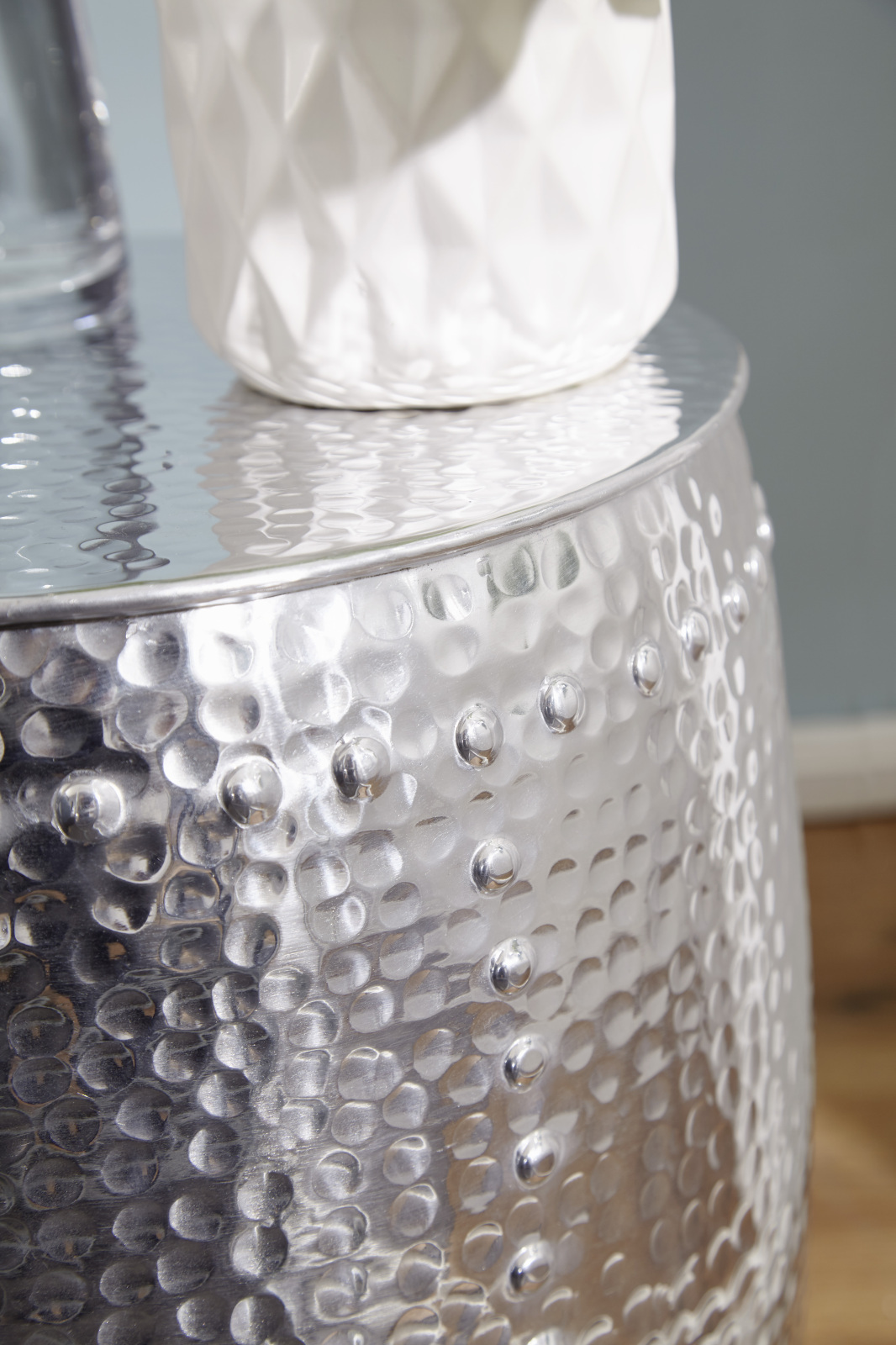 Beistelltisch - silberfarben - Aluminium - 42 cm breit